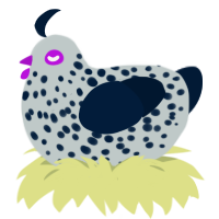 A silver and tumblr chicken with a speckle pattern