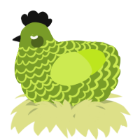 A chartreuse and lime chicken with a lace pattern