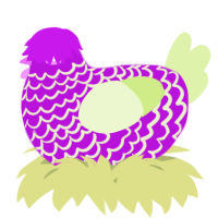 A amethyst and apple chicken with a lace pattern
