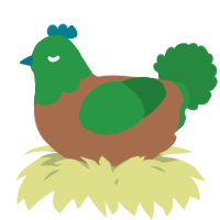 A brown and viridian chicken with a head pattern