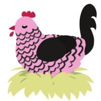 A pink and sable chicken with a lace pattern