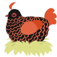 A sable and vermilion chicken with a lace pattern