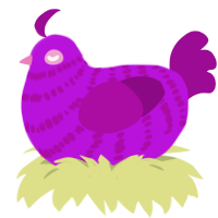 A amethyst and plum chicken with a bar pattern