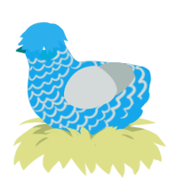 Sea Foam, a sky and silver chicken with a lace pattern