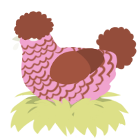 A pink and russet chicken with a lace pattern