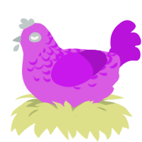 LaffyTaffy, a orchid and amethyst chicken with a half-lace pattern