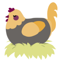 A grey and honey chicken with a head pattern