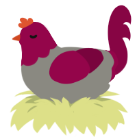 A ash and maroon chicken with a head pattern