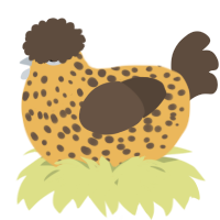 A honey and bark chicken with a speckle pattern