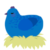 (unnamed), a sapphire and ultramarine chicken with a half-lace pattern