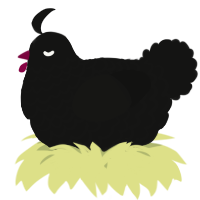 A black chicken with a lace pattern