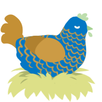 A sapphire and gold chicken with a lace pattern