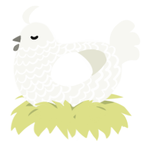 A white chicken with a lace pattern