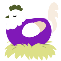 Moldy Grape, a violet and cream chicken with a head pattern