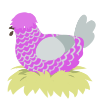 Rosette, a orchid and silver chicken with a lace pattern