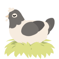 A cream and grey chicken with a head pattern