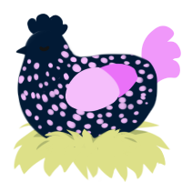 Niyon, a tumblr and lavender chicken with a speckle pattern