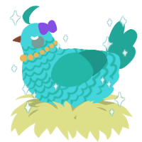 A aqua and turquoise chicken with a lace pattern