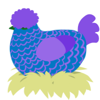 A sapphire and blurple chicken with a lace pattern