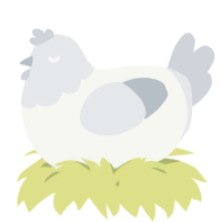 A white and mist chicken with a head pattern