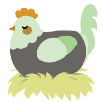 A grey and gluppy chicken with a head pattern