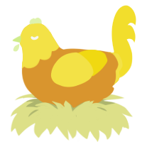 peelet, a orange and yellow chicken with a head pattern