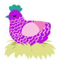 A amethyst and pink chicken with a lace pattern