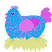 Blue Pinkgill, a sky and orchid chicken with a speckle pattern