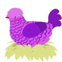 A orchid and violet chicken with a lace pattern