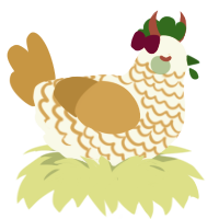 Glaçage au Beurre, a white and gold chicken with a lace pattern