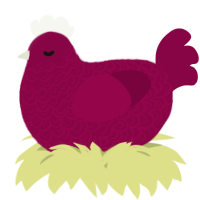 A maroon chicken with a double-lace pattern