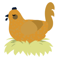 A orange and gold chicken with a speckle pattern