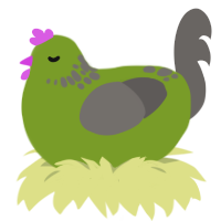 oh no, a chartreuse and grey chicken with a neck-speckle pattern