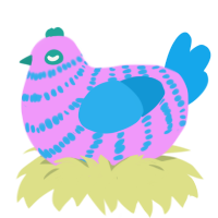Cotton Candy of Love, a lavender and sky chicken with a bar pattern