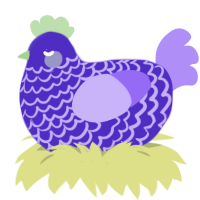 A indigo and lilac chicken with a lace pattern