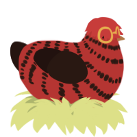 A crimson and sable chicken with a bar pattern