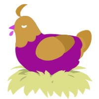A plum and gold chicken with a head pattern