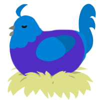 A indigo and sapphire chicken with a head pattern