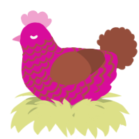 A fuchsia and russet chicken with a lace pattern