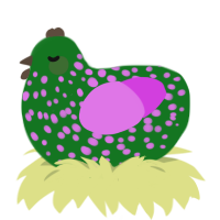 A leaf and orchid chicken with a speckle pattern