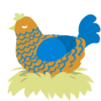 A orange and sapphire chicken with a lace pattern
