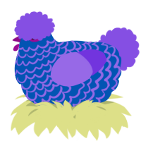 A ultramarine and blurple chicken with a lace pattern