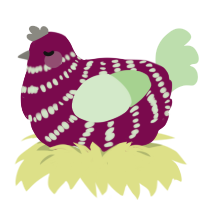 A wine and gluppy chicken with a bar pattern
