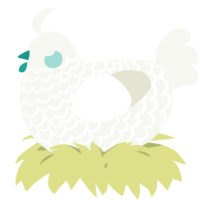A white chicken with a lace pattern