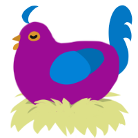 A plum and sapphire chicken