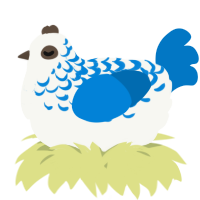 A white and sapphire chicken with a half-lace pattern