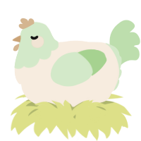 A cream and gluppy chicken with a head pattern