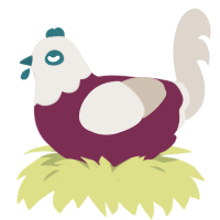 ample, a maroon and beige chicken with a head pattern