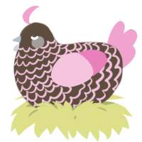 A bark and pink chicken with a lace pattern