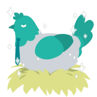 miku 5224, a mist and turquoise chicken with a head pattern